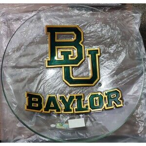 Baylor University 18" Heavy Glass Birdbath Plate Embossed Painted Logo - NEW